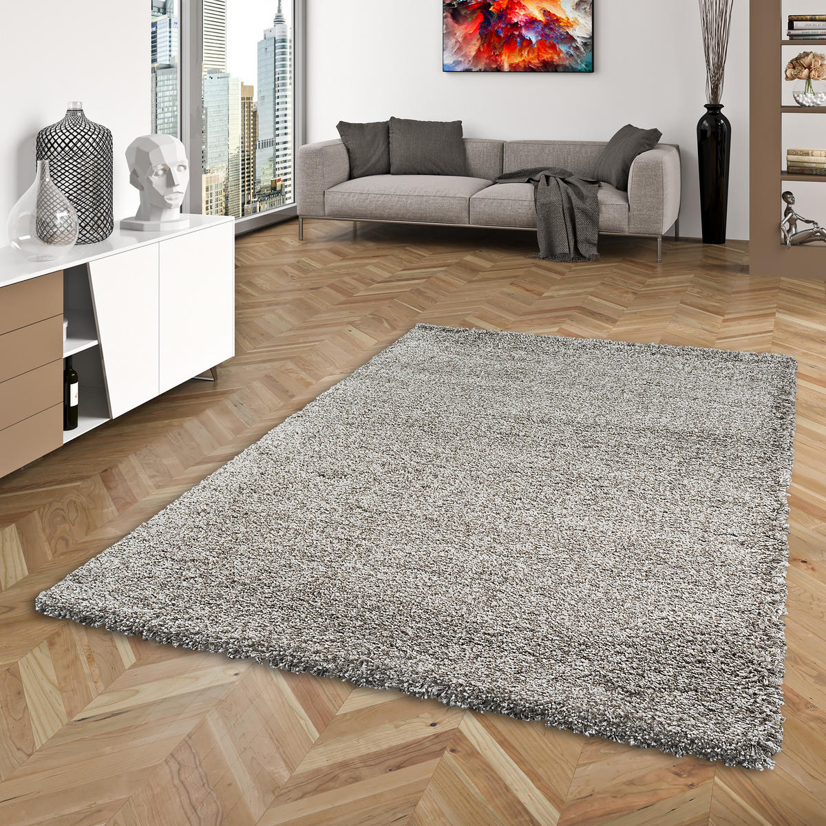HOCHFLOR LANGFLOR SHAGGY TEPPICH LUXURY - Taupe, Textil (200/290cm) - Pergamon