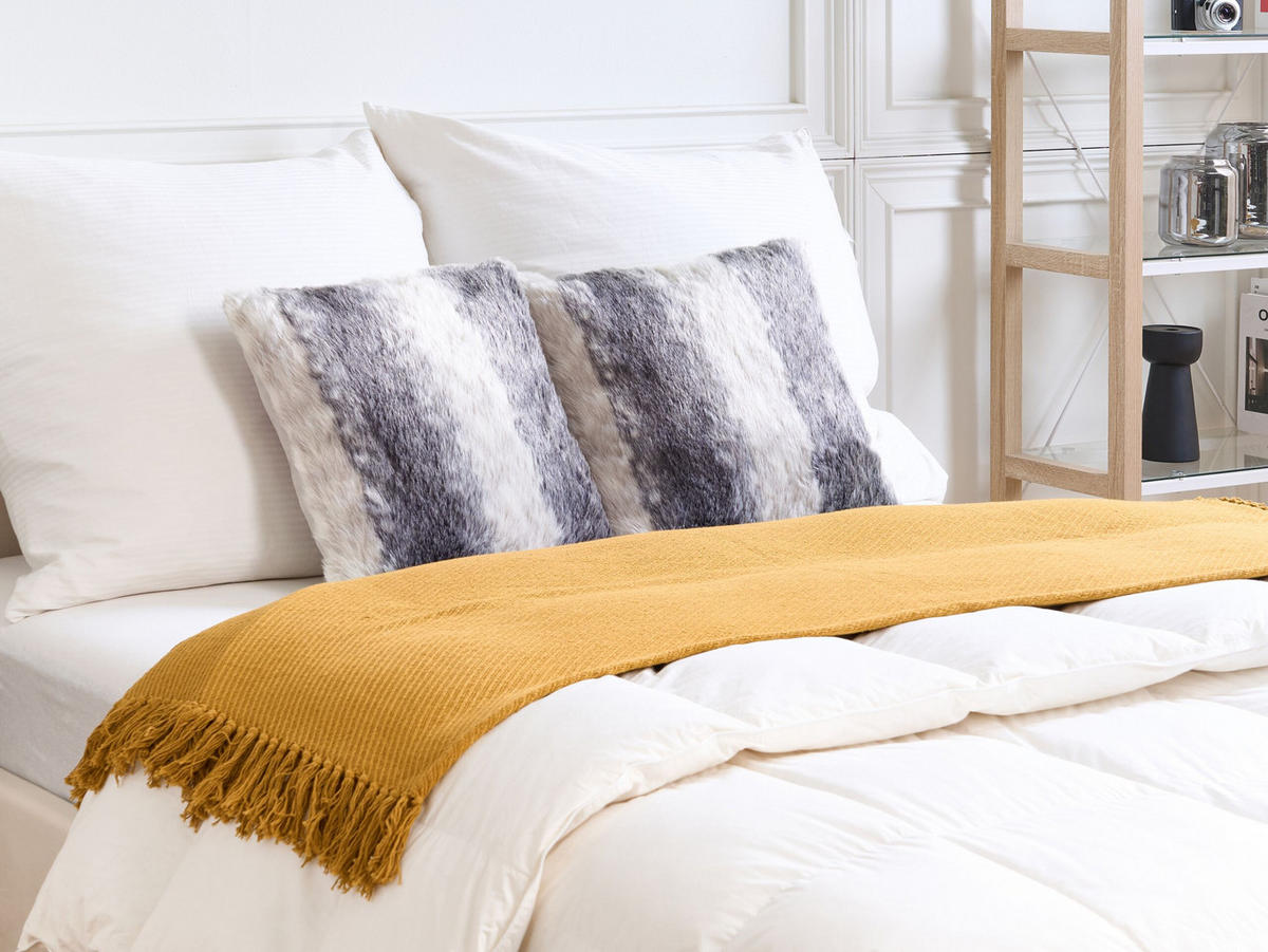 DEKOKISSEN 2er-Set Dunkelbraun 45/45 cm Hordeum - Dunkelbraun, Kunststoff/Textil (45/45cm) - Beliani