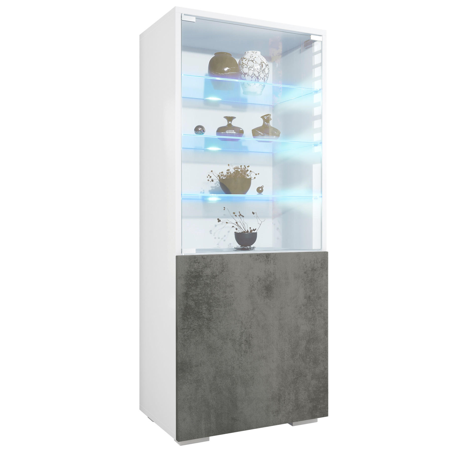VITRINE Granada Beton Dunkel Optik - Dunkelgrau, Holzwerkstoff (50/122.5/34.5cm) - Vladon