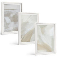 BILDER SET 3er Set - 40x60 cm Weißer Rahmen - Abstrakte Pinselstriche - Weiß, Kunststoff (40/60cm) - TULUP