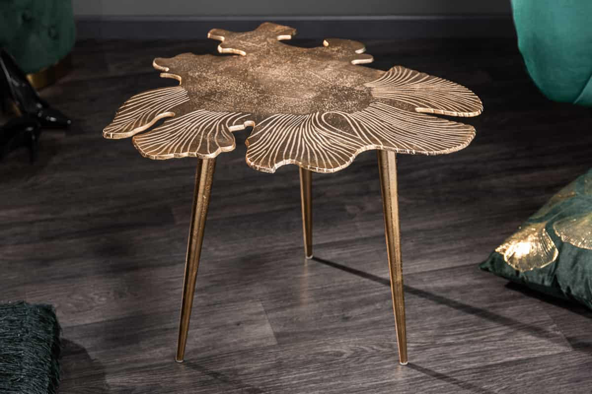 COUCHTISCH ABSTRACT LEAF rechteckig Gold 57cm - Goldfarben/Braun, Metall (50/57/42cm) - riess-ambiente