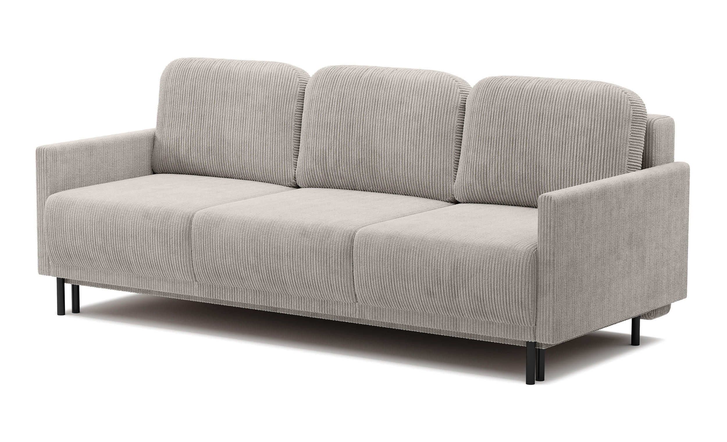 SCHLAFSOFA Hamiel Hellbeige Cordbezug 212 cm - Ecru/Schwarz, Holz/Textil (212/87/97cm) - Selsey