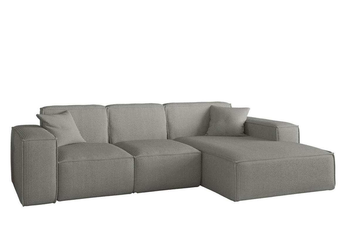 ECKSOFA Celes Premium Stoff Scala - Grau, Holzwerkstoff/Textil (266/165cm) - Fun Möbel