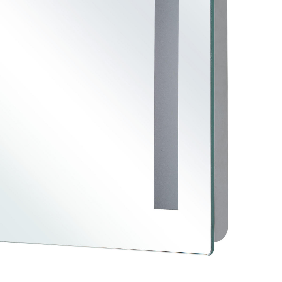 BADSPIEGEL mit LED-Beleuchtung rechteckig 60/70 cm Lirac - Silberfarben, Glas (70/60/4cm) - Beliani