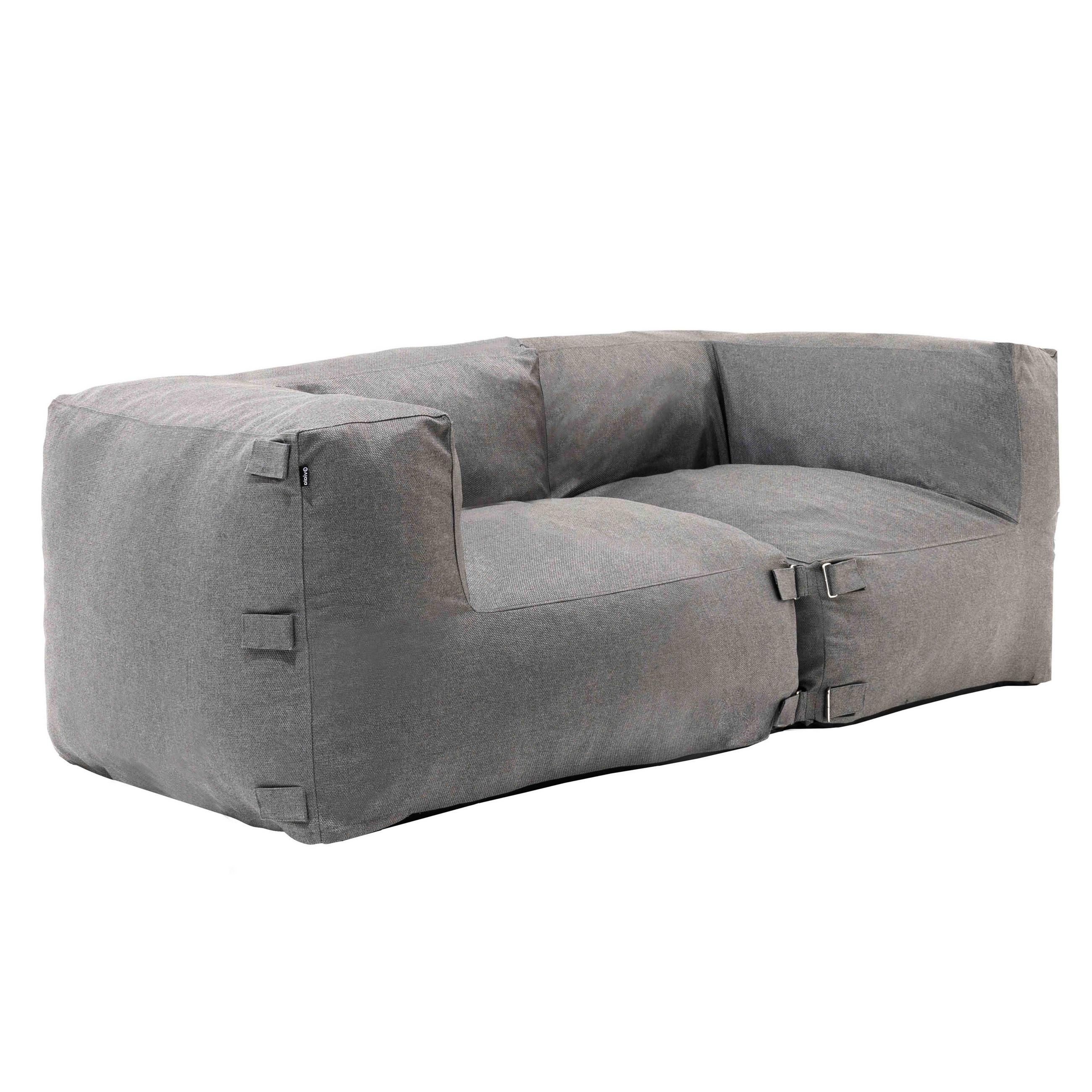 GARTENSOFA mit 2 Sitzplätzen, Grau - Grau, Textil (170/65/85cm) - Oviala