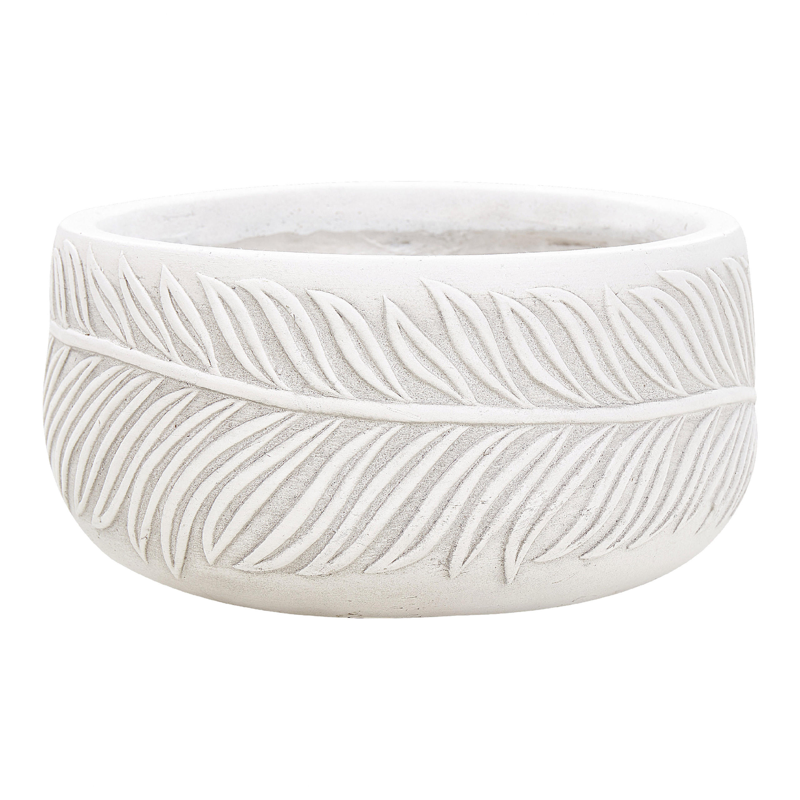 BLUMENTOPF cremeweiß rund 25/25/14 cm Ftero - Weiß, Naturmaterialien (14cm) - Beliani