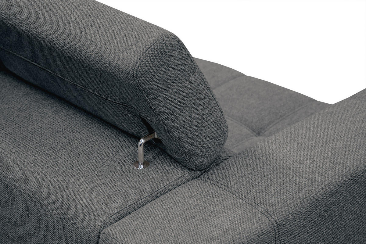 SOFA QUARTZ 3-Sitzer mit Ausziehsitz, dunkelgrau - Dunkelgrau, Holzwerkstoff/Textil (202/80/102cm) - Courtois Laville