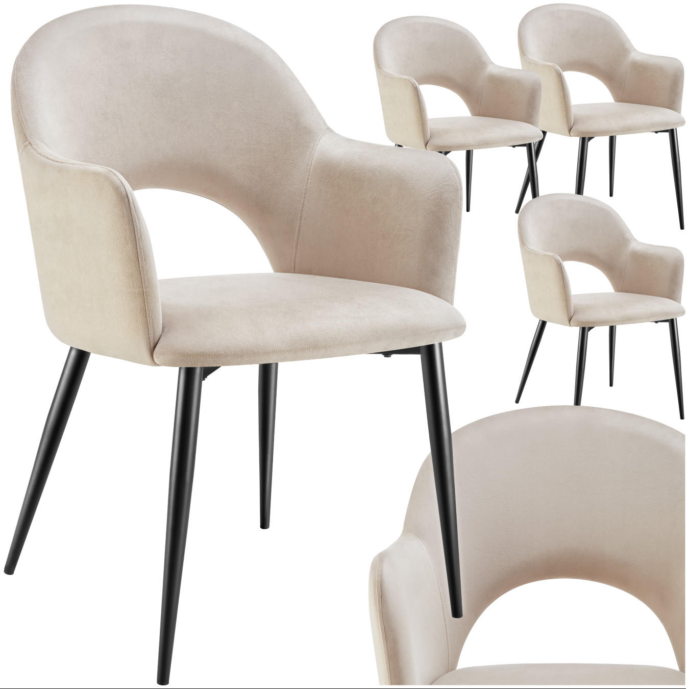 ARMLEHNSTUHL Sachel,57 x 61,5 x 87,5 cm,creme - Creme, Kunststoff (57/87.5/61.5cm) - tectake