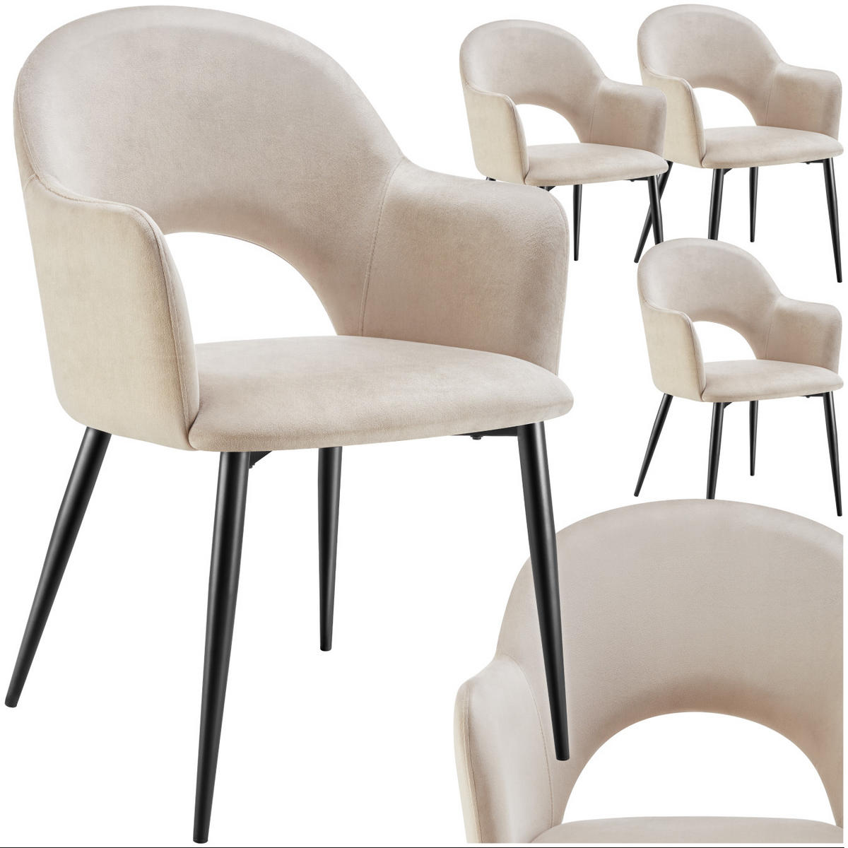 ARMLEHNSTUHL Sachel,57 x 61,5 x 87,5 cm,creme - Creme, Kunststoff (57/87.5/61.5cm) - tectake