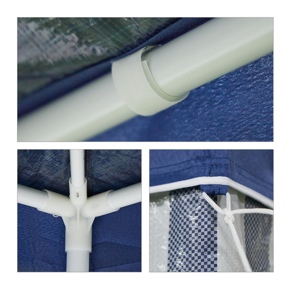 PAVILLON - Dunkelblau, Kunststoff/Metall (300/250/400cm) - Relaxdays