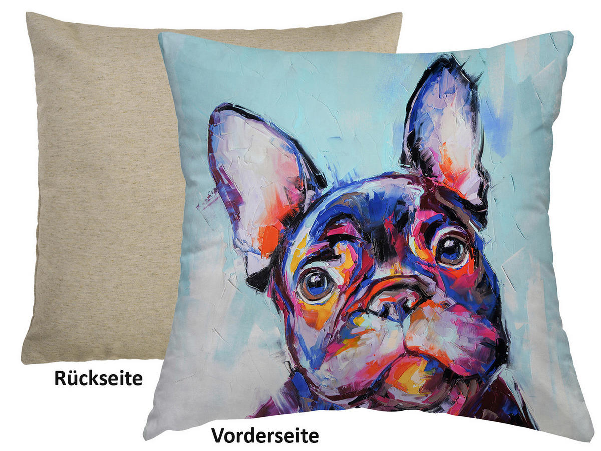 WENDE-KISSENHÜLLE POP-Acryl Buddy 45/45 cm - Multicolor/Hellblau, Textil (45/45cm) - beties Heimtextil