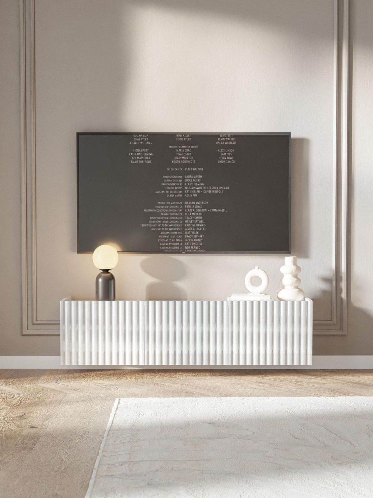 TV-LOWBOARD hängend, Weiß Hochglanz, 144 cm - Weiß, Holzwerkstoff (144/49/38.3cm) - Selsey