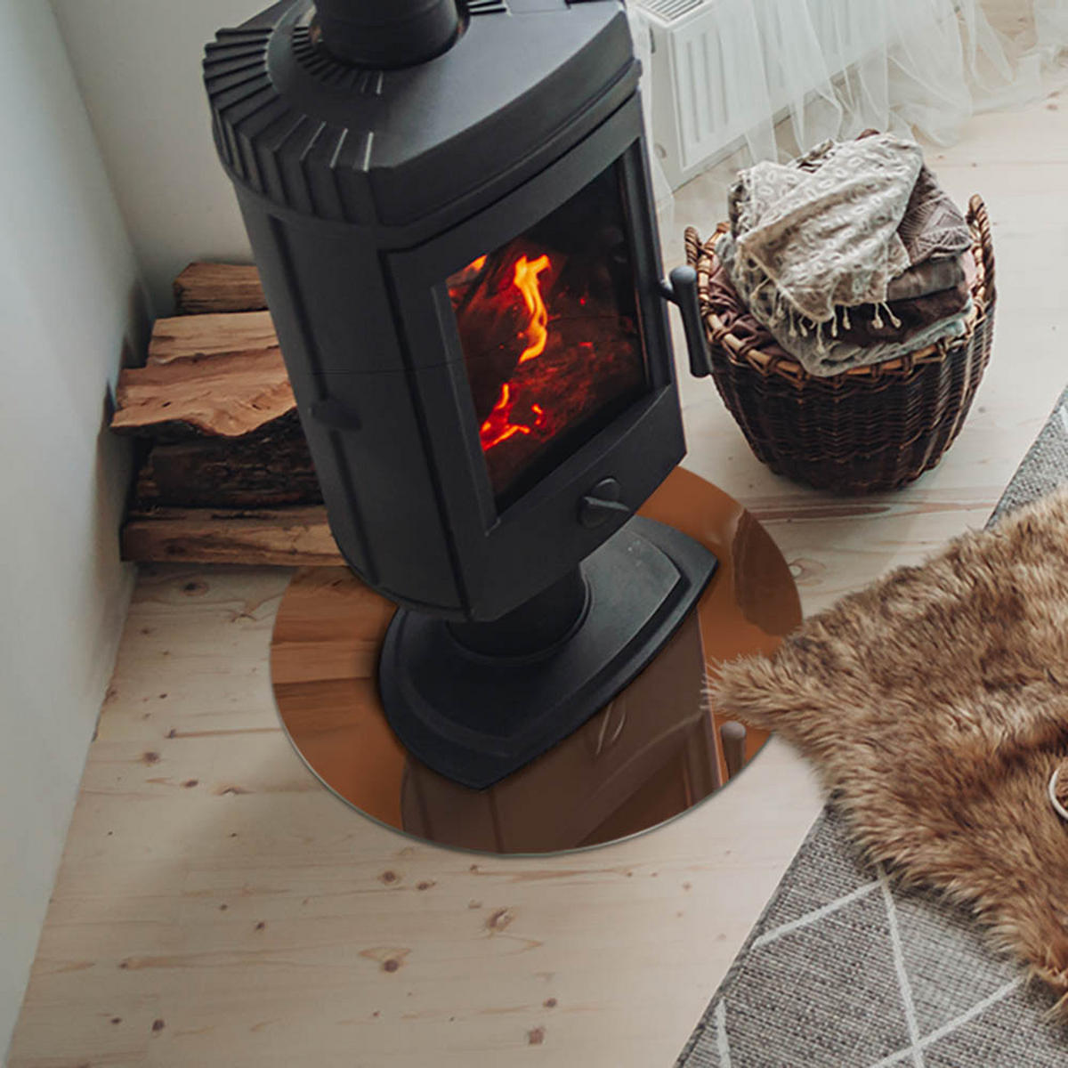 GLASPLATTE für Kamin Ø 50 cm Braun - Braun, Glas (50/50/0.4cm) - ArtPrintCave