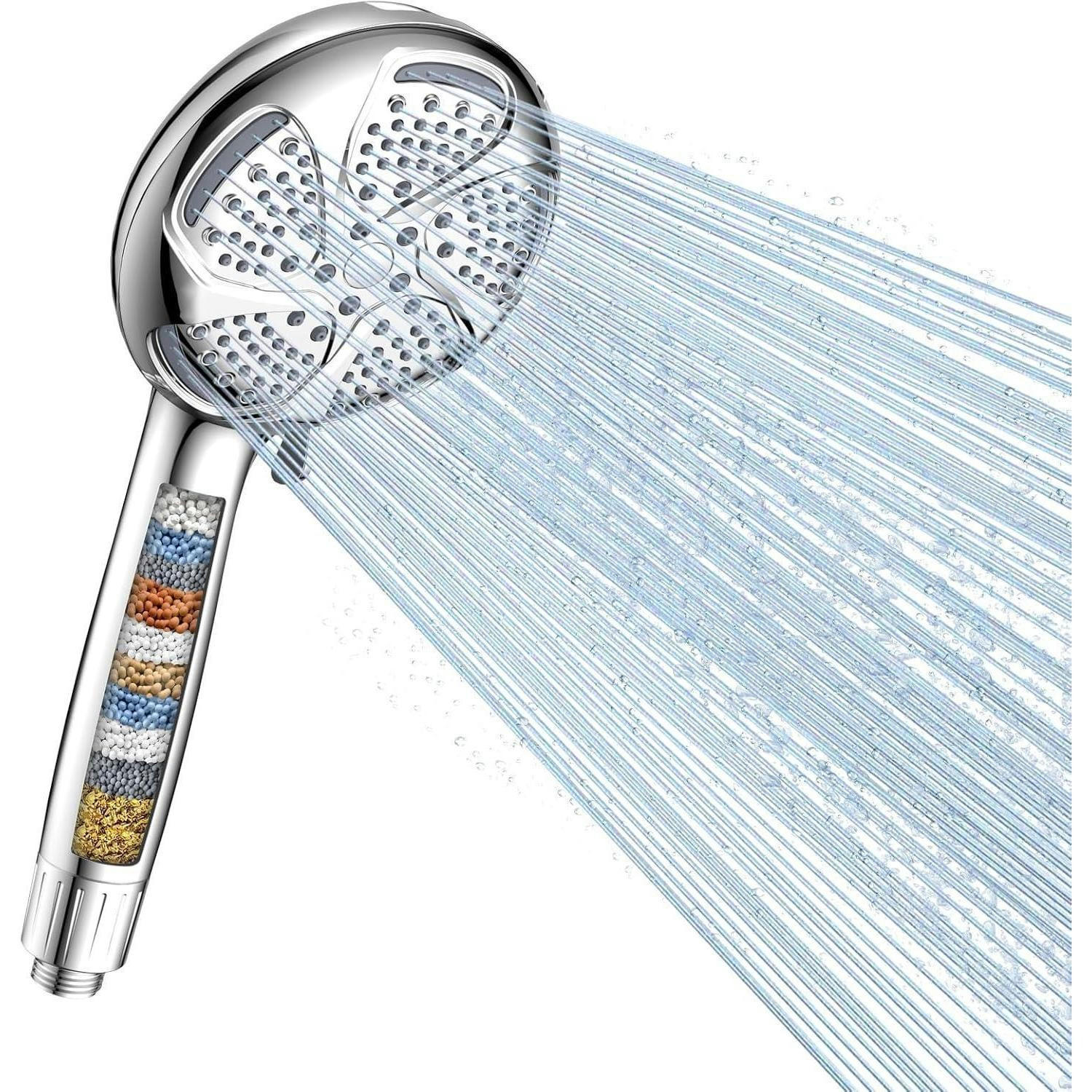 HANDBRAUSE mit Filter und 7 Strahlarten Silber - Silberfarben, Metall (13.5/12.7/31cm)