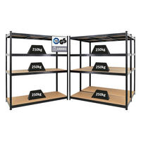 SCHWERLASTREGAL Taurus XL 3er-Set 180x160x60 cm Fachlast 250 kg Schwarz - Schwarz, Metall (480/180/60cm) - PROREGAL