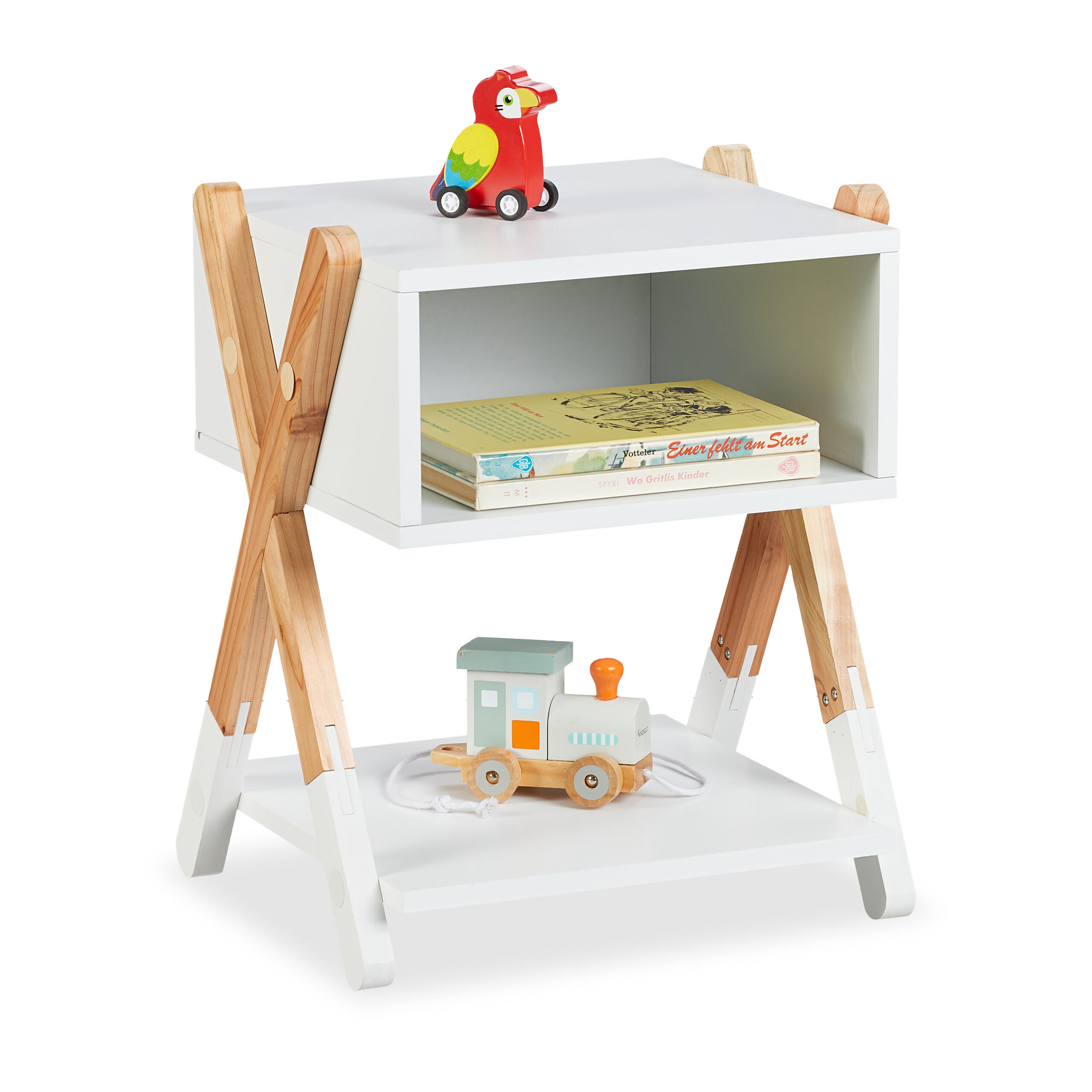 KINDER-NACHTTISCH - Weiß, Holz/Holzwerkstoff (34/42/30cm) - Relaxdays