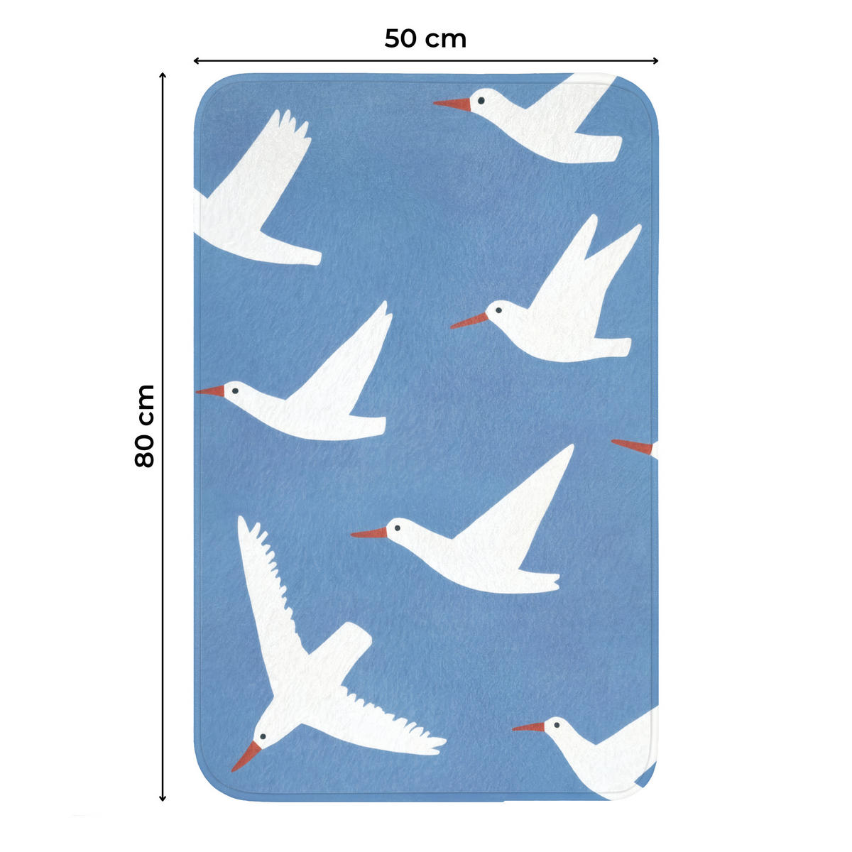 WC PŘEDLOŽKA Ptáci - bílá - vzor 50x80 cm - modrá, textil/plast (50/1cm) - OnlyWow