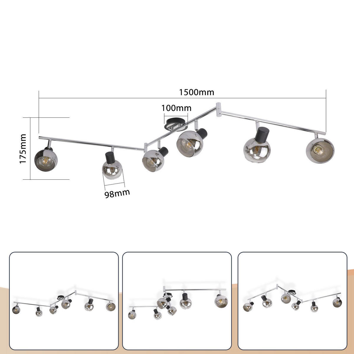 DECKENLEUCHTE Levins 151/15.5/17.5cm - Dunkelgrau, Metall (151/15.5/17.5cm) - Nettlife