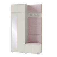 GARDEROBE NAPOLI 4 mit POLSTERPANEELEN ROSA - Beige/Rosa, Holzwerkstoff (140/229/40cm) - Jerpax
