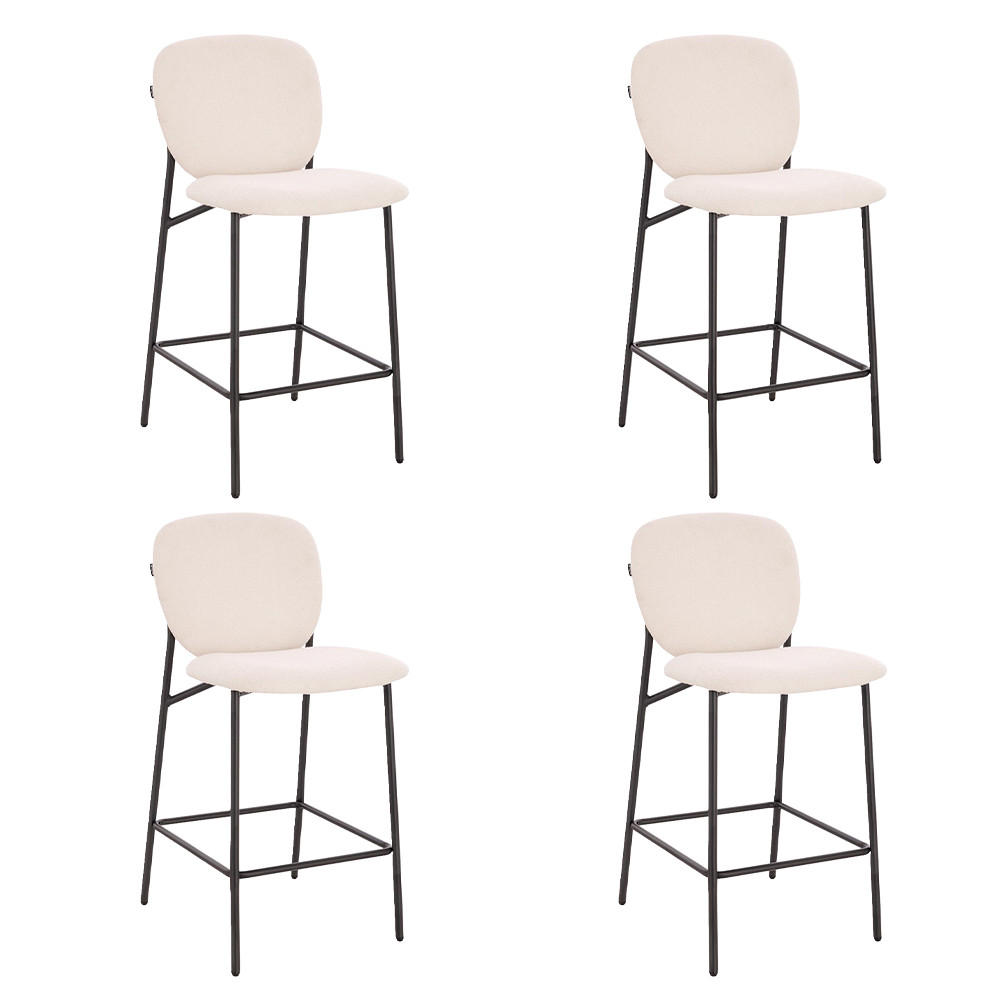 BARHOCKER CELDA - Menge: 4, Farbe: Bouclé Weiß - Weiß, Kunststoff (44/93/52cm) - Home Deluxe