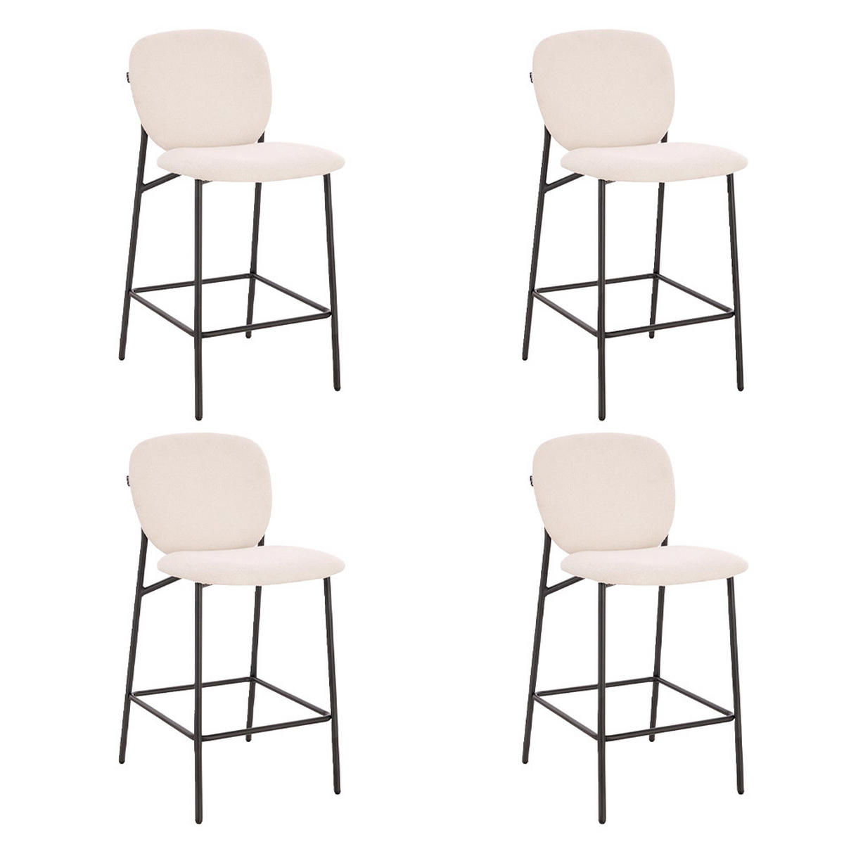 BARHOCKER CELDA - Menge: 4, Farbe: Bouclé Weiß - Weiß, Kunststoff (44/93/52cm) - Home Deluxe