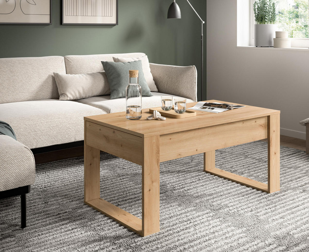 COUCHTISCH Eiche Artisan, Beistelltisch mit 2x Schubkasten, 110 x 60 cm Jonte - Eiche Artisan, Holzwerkstoff (110/60/53cm) - Inn.Furn
