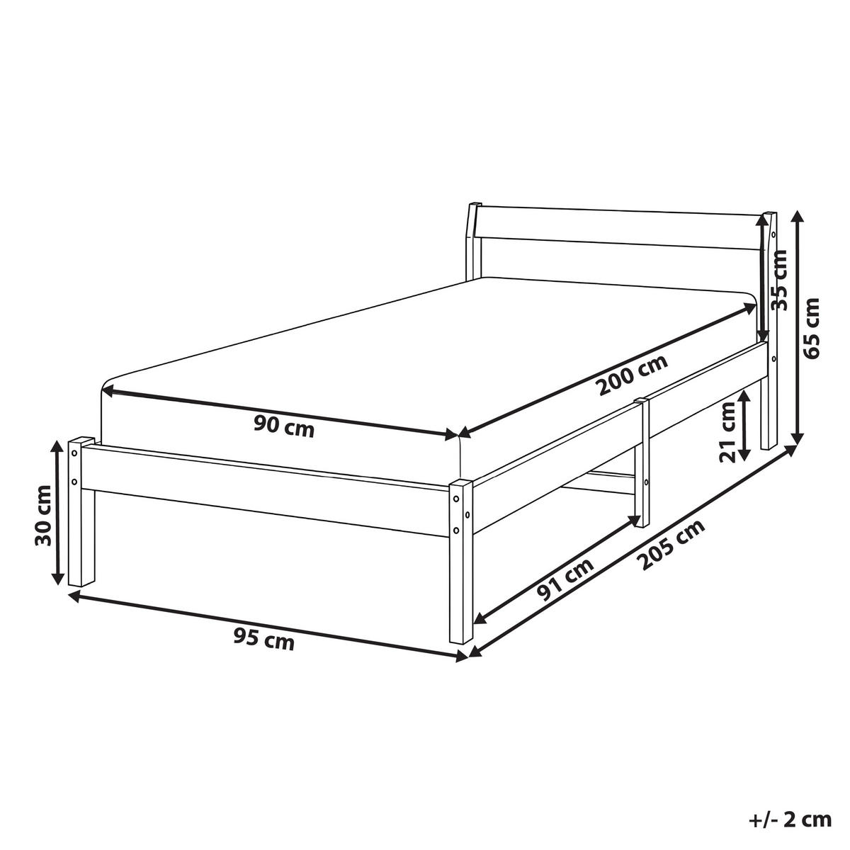 BETT mit Lattenrost 90/200 Kiefernholz Hellbraun Madone - Hellbraun/Braun, Holz (90/200cm) - Beliani