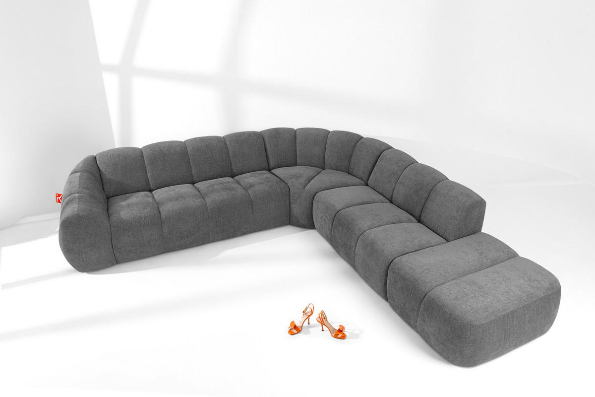 ECKSOFA RECHTS FLAVA, Aschgrau - Grau, Holz/Holzwerkstoff (310/314cm) - KONSIMO®