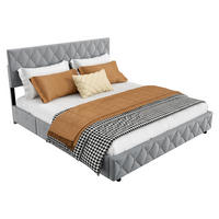 POLSTERBETT 180/200 cm mit Bettkasten in Grau aus Samtstoff Bettgestell mit Metallrahmen, ohne Matratze - Grau, Holzwerkstoff/Textil (180/200cm) - STILVORA