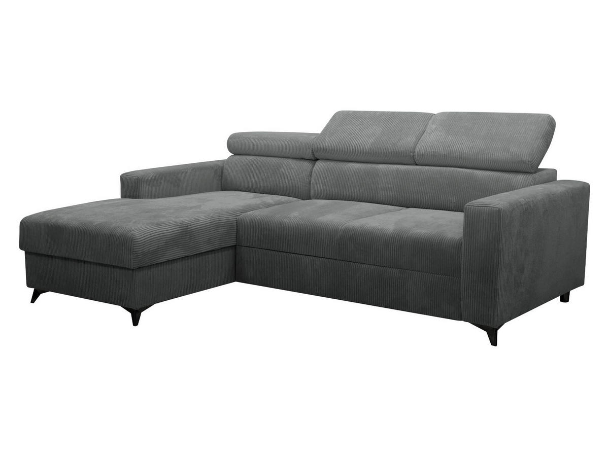 ECKSOFA Milano Premium Cord, Seite: Links LC+2R - Schwarz/Graphitfarben, Holz/Textil (236/172cm) - MIRJAN24