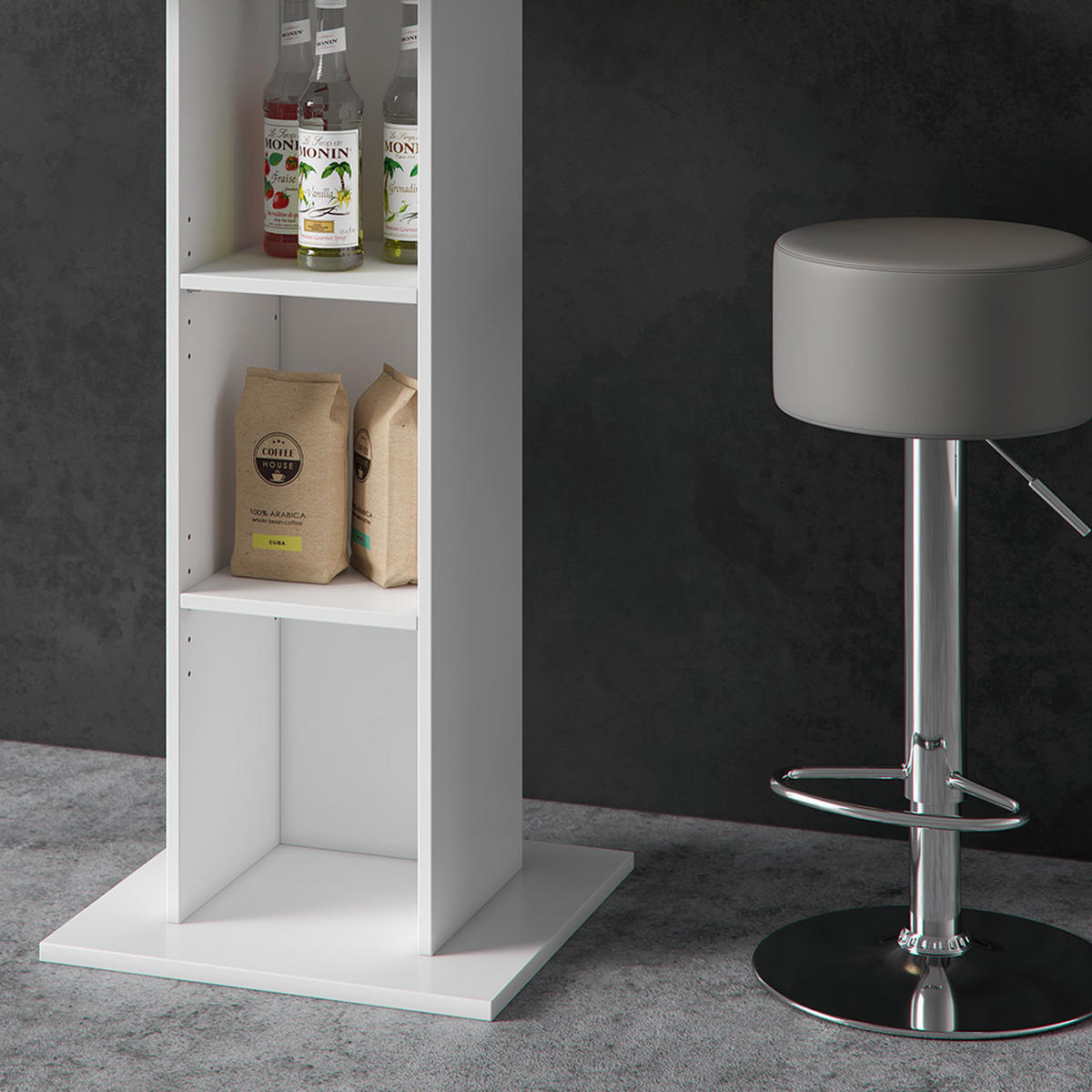 BARTISCH-SET Rodeo Beton 70 x 70 cm mit 2 Barhockern - Grau, Holzwerkstoff (70/109/70cm) - Vicco