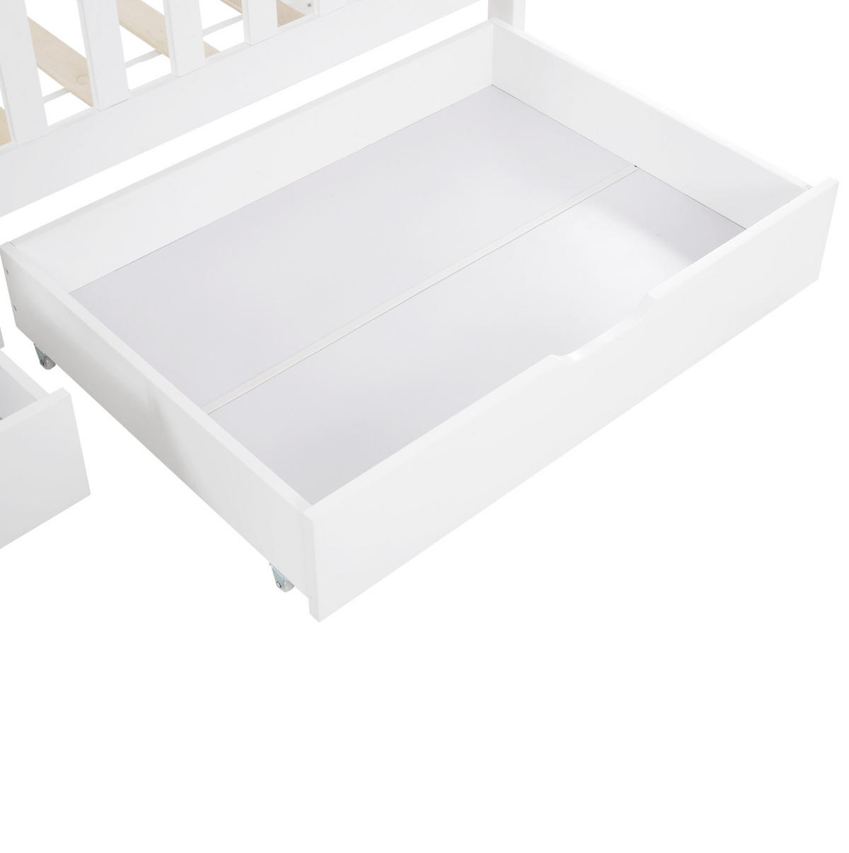 KINDERHAUSBETT 90x200 cm in Weiß mit Rausfallschutz, Lattenrost und 2 Schubladen - Weiß, Holzwerkstoff (90/200cm) - IVMEU