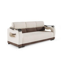 SCHLAFSOFA - Bettsofa Muscari II - Creme + Braun (Element 17 + Element 5) - Creme, Holz (227/90/92cm) - Möblo