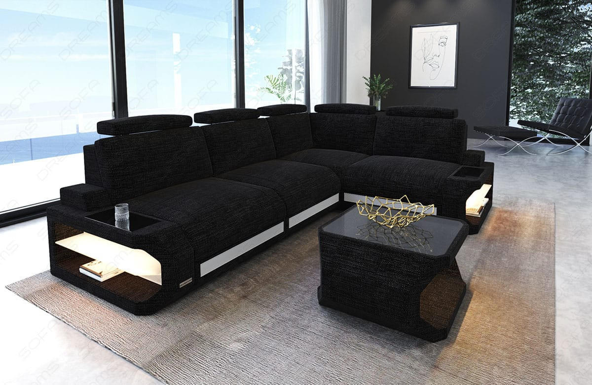 ECKSOFA Siena Dunkelgrau Weiß Strukturstoff - Dunkelgrau, Kunststoff (272/272cm)