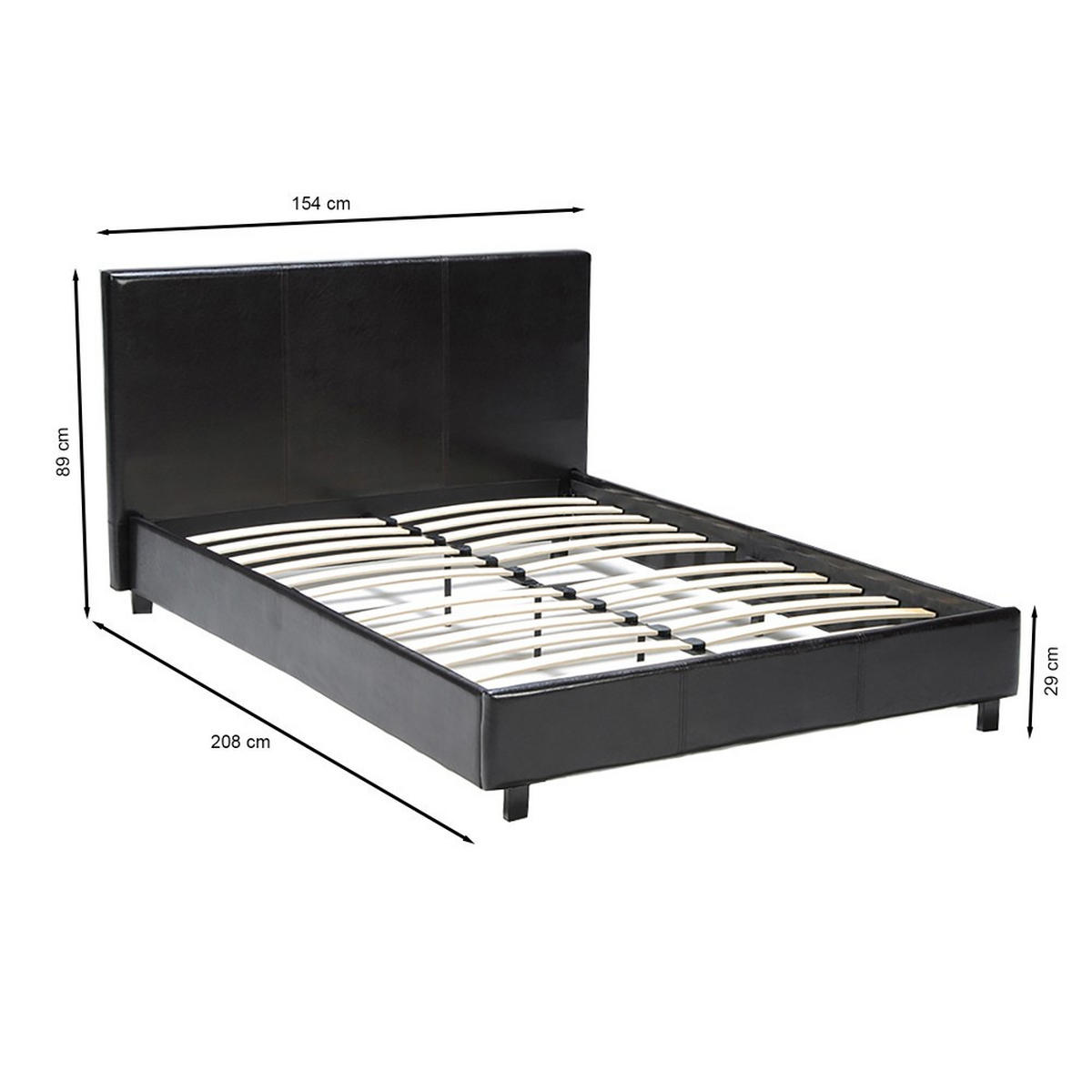 DOPPELBETT ATLANTA / 140x190 - Schwarz - Schwarz, Holzwerkstoff (140/190cm) - Weber Industries