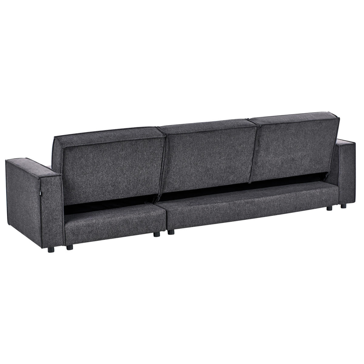 ECKSCHLAFSOFA 3-Sitzer Stoff Graphitgrau linksseitig Romedal Ii - Graphitfarben, Textil (290/173cm) - Beliani