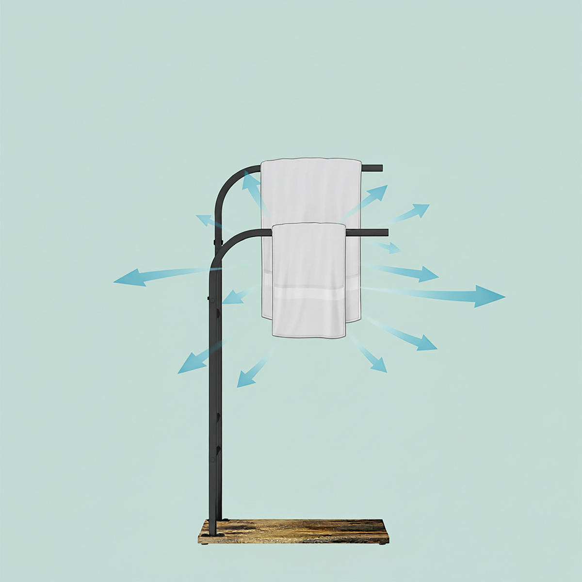 HANDTUCHSTÄNDER - Schwarz, Holzwerkstoff/Textil (40/80.5/24cm) - Relaxdays