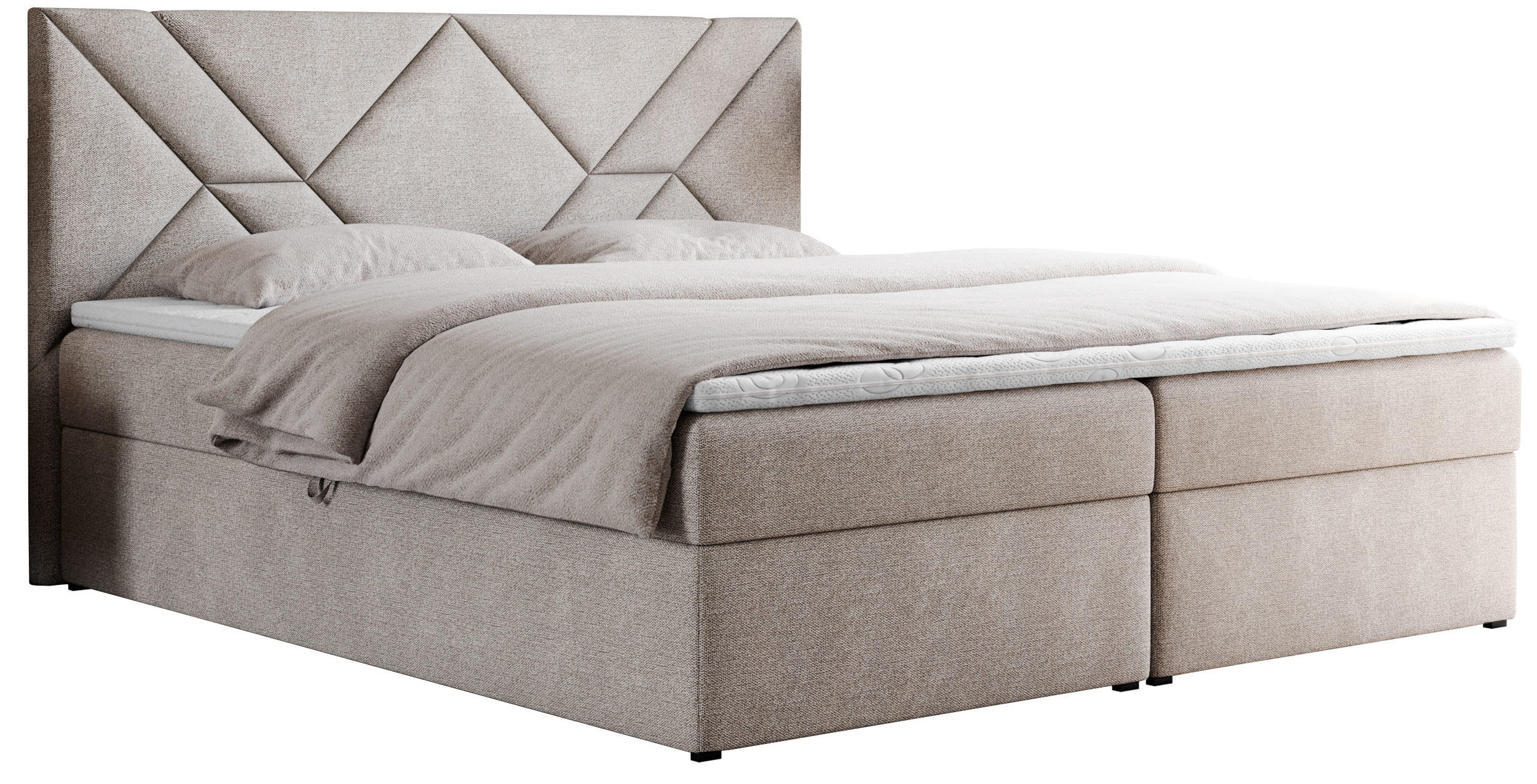 BOXBETT NEOMI 120/200 - Beige Strukture - H3 - Visco - Beige, Holz/Textil (120/200cm)