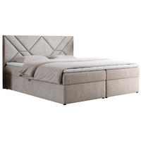 BOXBETT NEOMI 160/200 - Beige Strukture - H3 - Visco - Beige, Holz/Textil (160/200cm)