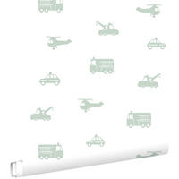 TAPETE Autos, Löschfahrzeuge, Hubschrauber und Kräne 53 cm x 10.05 m - Grün, Papier (53/0.1cm) - ESTAhome