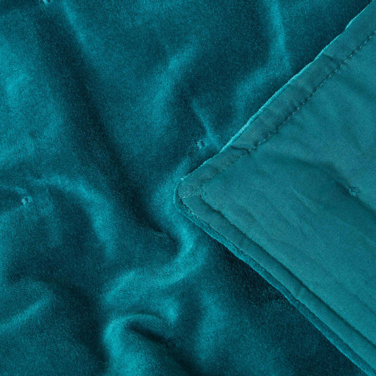 SAMT-KUSCHELDECKE 150/200 cm, Baumwolle wattiert - Petrol, Textil (150/200cm) - Homescapes