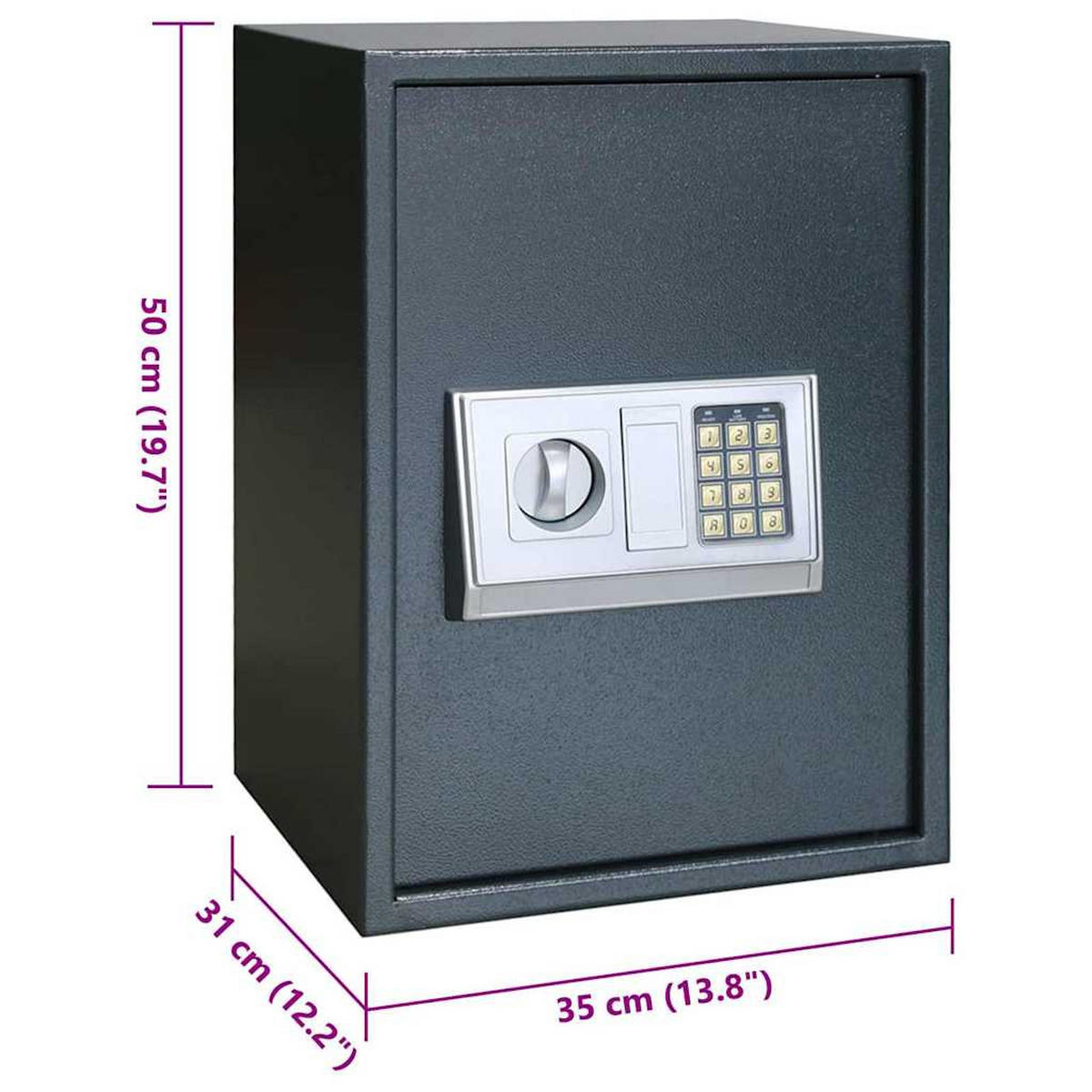 TRESOR Bito digital mit Schloss Dunkelgrau 35x31x50 cm Stahl - Dunkelgrau, Metall (35/50/31cm) - DELUKE