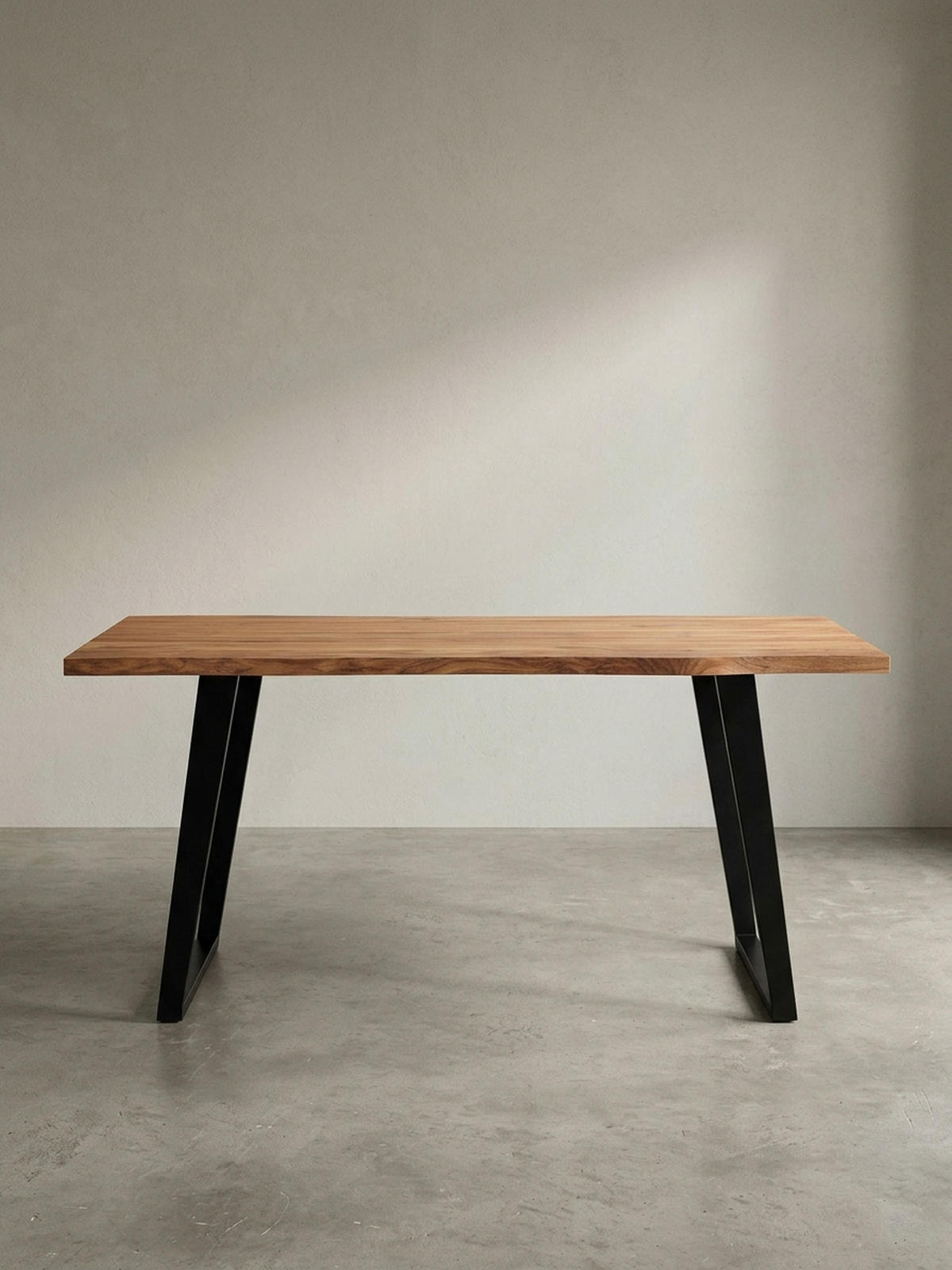 SCHREIBTISCH Massivholz Baumkante U-Gestell Handarbeit ATOLL, Goldbraun-Schwarz 160x80x76 cm - Schwarz/Braun, Holz/Metall (80/160/76cm) - KADIMA DESIGN