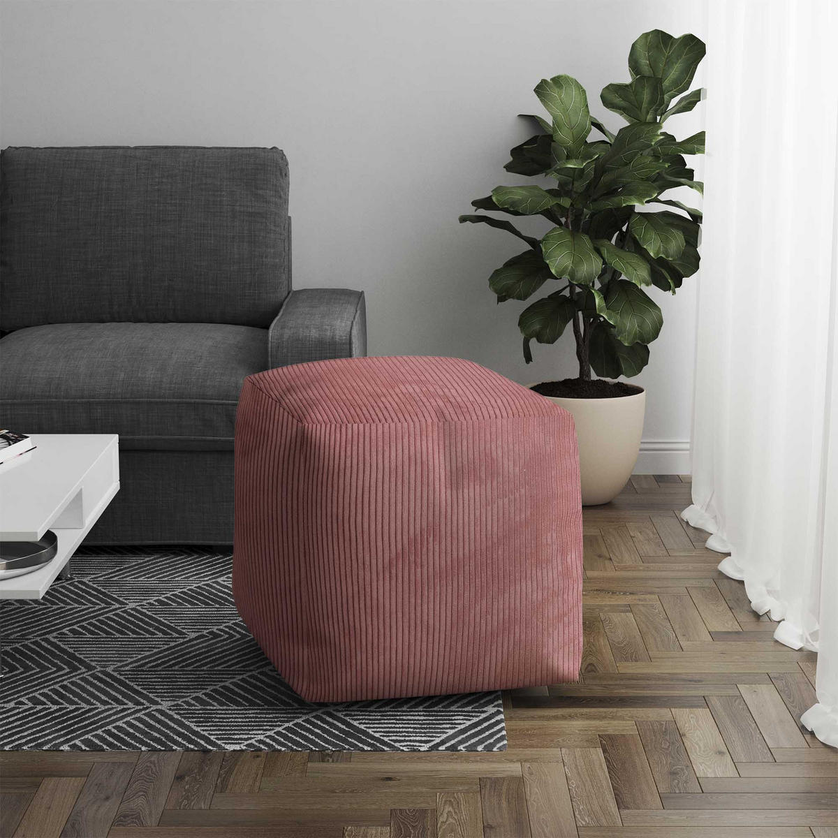SITZSACK CUBE Ginger Spice - Rot, Textil (60/60/60cm) - Dreamroots