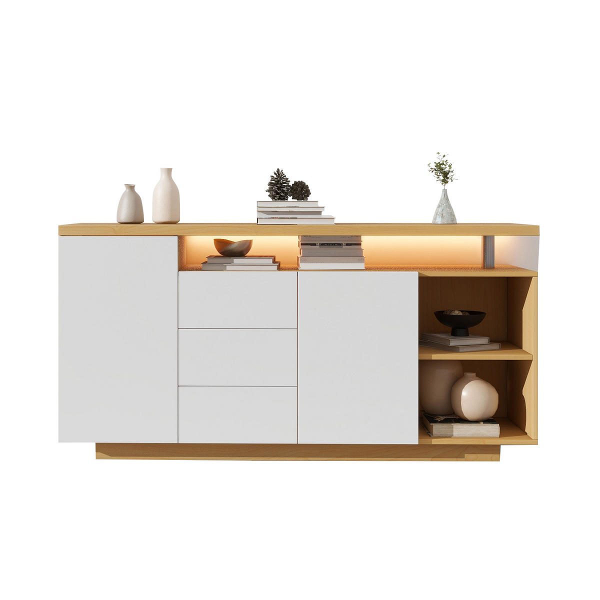 SIDEBOARD Weiß 140/40/70 cm - Weiß, Holzwerkstoff (140/70/40cm) - PANGIVO
