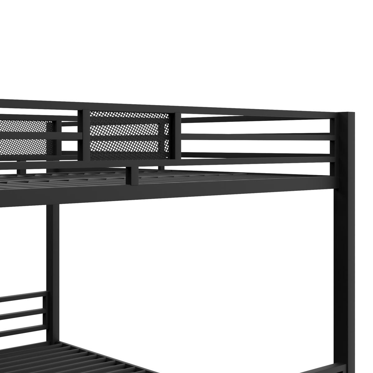 ETAGENBETT 90/200 cm & 140/200 cm in Schwarz L-Form aus Metall - Schwarz, Metall (140/200cm) - CHICFURN
