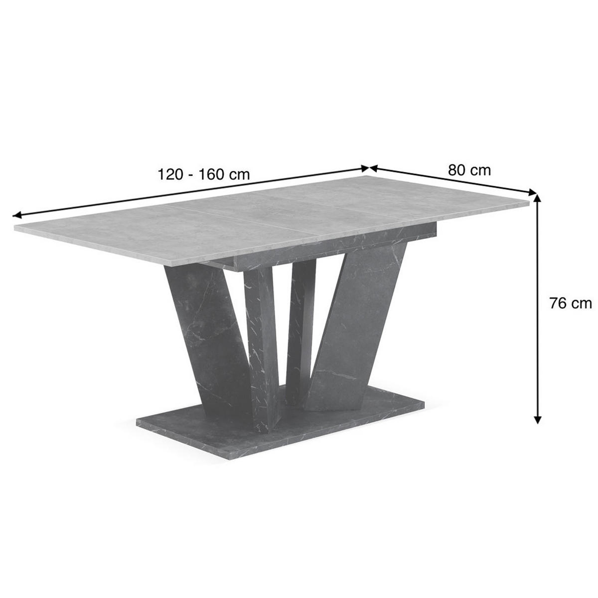 ESSTISCH WILLEM 120-160/80/76 cm - Anthrazit/Eiche San Remo, Holzwerkstoff (80/120/76cm) - B&D Home