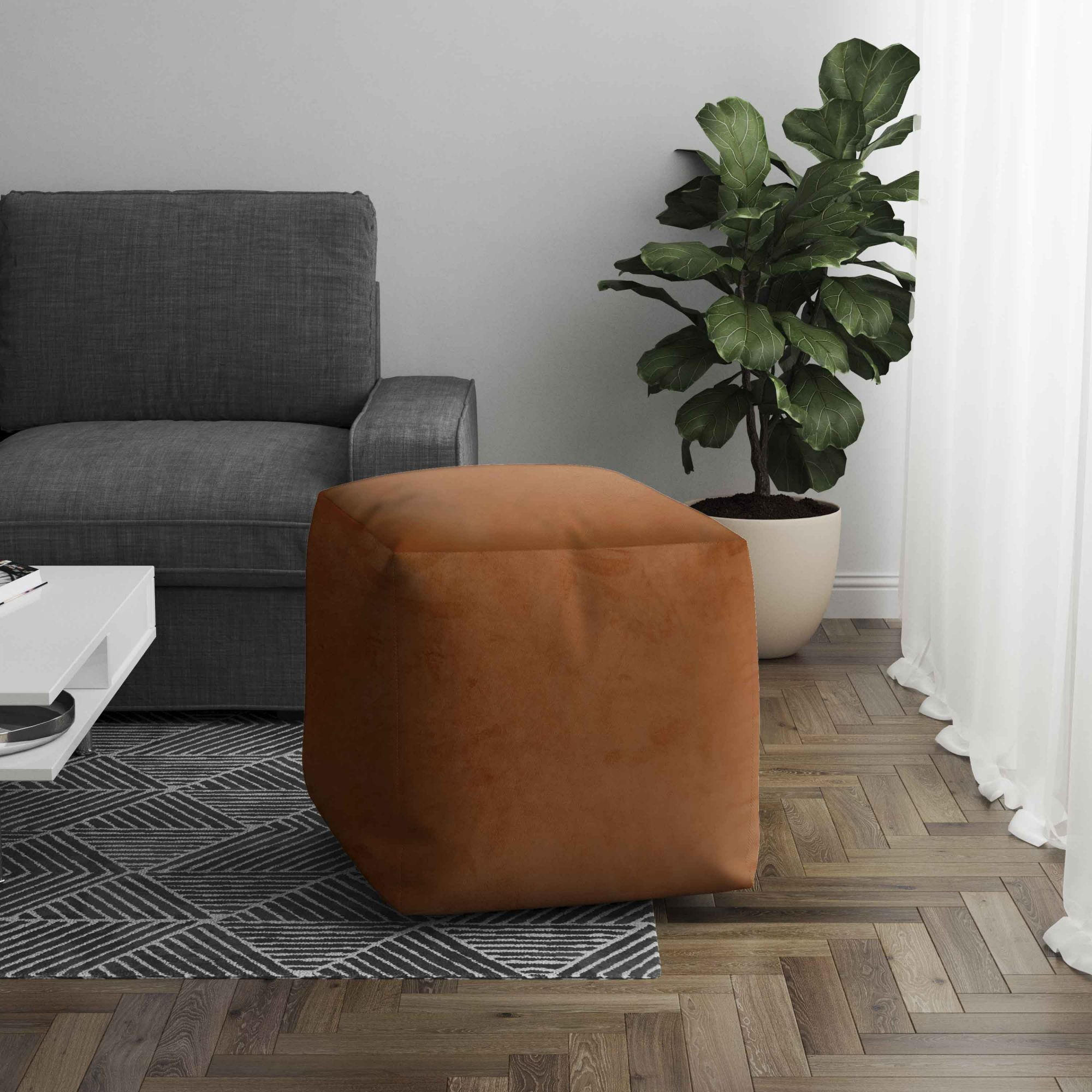SITZSACK CUBE Samtstoff Pumpkin Spice - Dunkelorange, Textil (60/60/60cm) - Dreamroots
