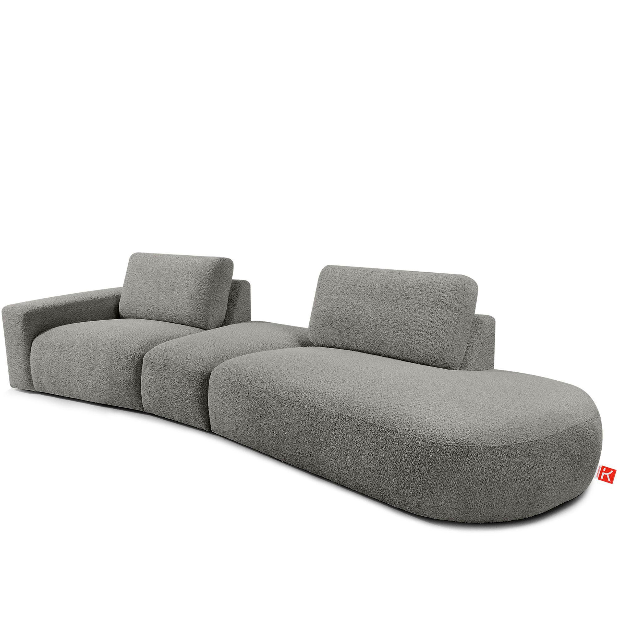 4-SITZER ECKSOFA ZUCCO Boucle rechts, Grau - Grau, Textil (350/84/105cm) - KONSIMO®