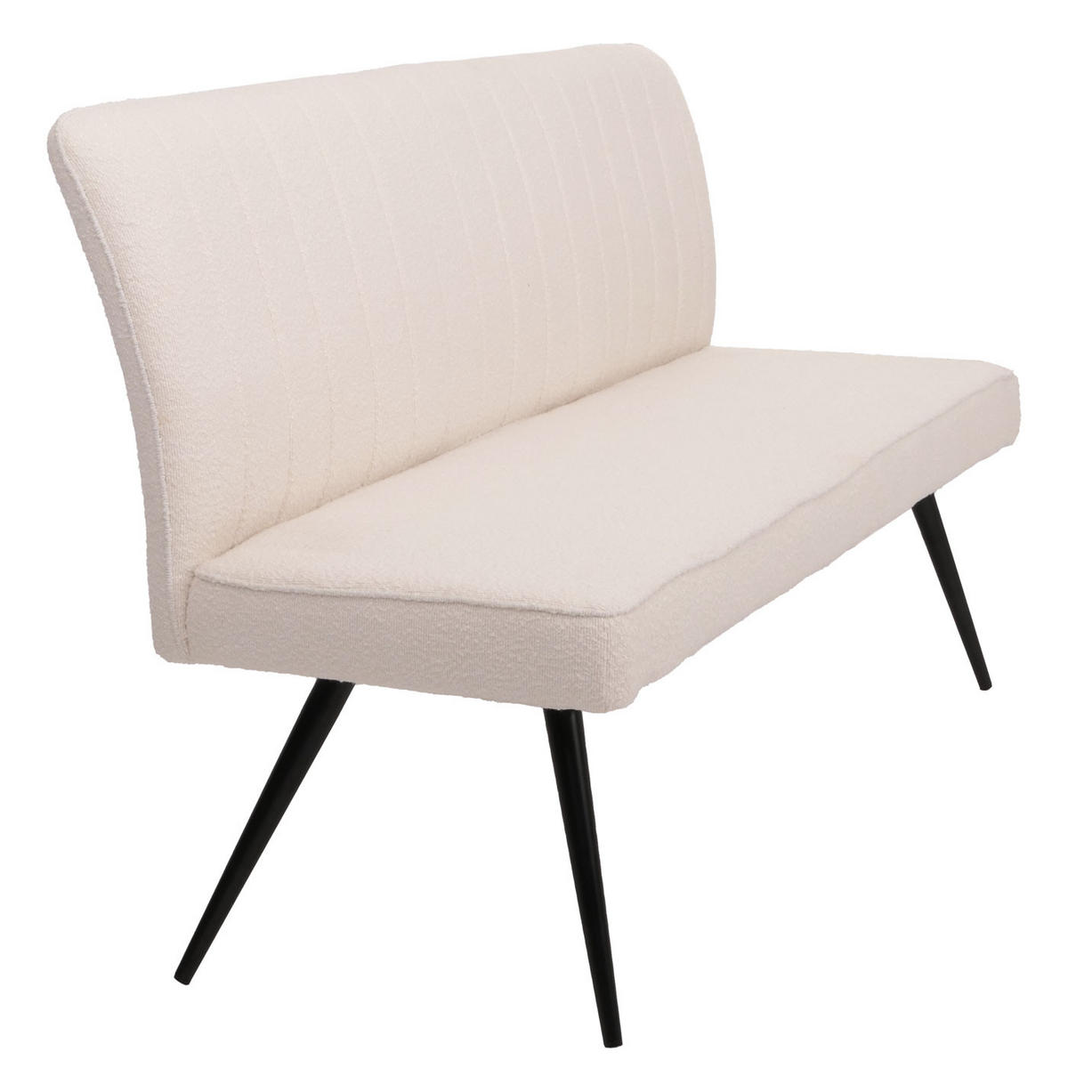 SITZBANK 90x160x60cm Sitzhöhe 48cm Rückenlehne Stoff/Textil Bouclé Metall 160cm Creme-Beige - Beige, Textil (160/90/60cm) - BERLINLODGE